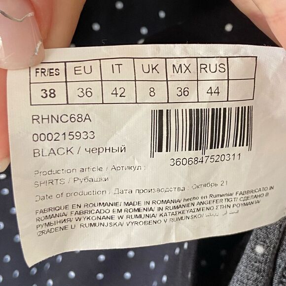 Naf Naf Black White Blouse Polka Dots Size S - Picture 5 of 7